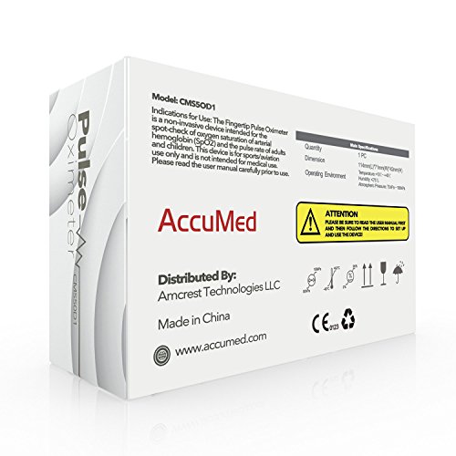 image for AccuMed CMS-50D1 Fingertip Pulse Oximeter Blood Oxygen Sensor SpO2 for