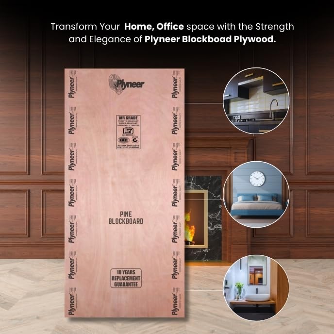 Image of Plyneer Pine Blockboard - High-Density Pine Veneer for Superior Strength & Stability | Ideal for Interior & Furniture Applications (16mm)-8ft x 4ft