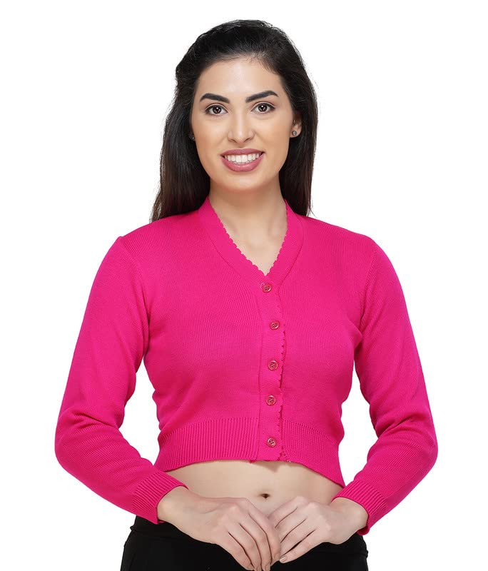 Image of Women Winter Wear V-Neck Full Sleeves Regular Fit Woollen Blouse