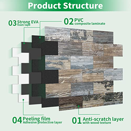 Longking 10-Sheet Peel And Stick Backsplash For Kitchen, Pvc Stick On Tile For Bathroom Vanities, Kitchen Backsplash, Retro/Rustic Style Wall Décor In Spruce Grey #TOP5