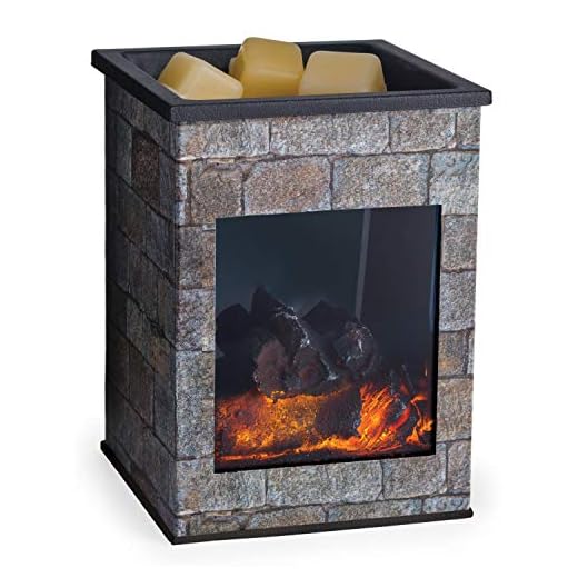 CANDLE WARMERS ETC. Fireplace Illumination Fragrance Warmer- Light-Up Warmer for Warming Scented Candle Wax Melts and Tarts or Essential Oils to Freshen Room, Hearthstone