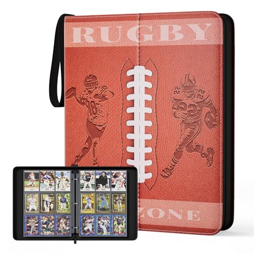 Image of Kabinka 9 Pocket Football Card Binder, 900 Standard Cards Sports Card Binder with Zipper, Protective Trading Card Binder Collector Organizer for Football Sports Cards TCG (Classic)