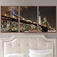 3 Piece Framed Canvas Wall Art City Illuminations Canvas Prints Home Artwork Decoration for Living Room,Bedroom - 16