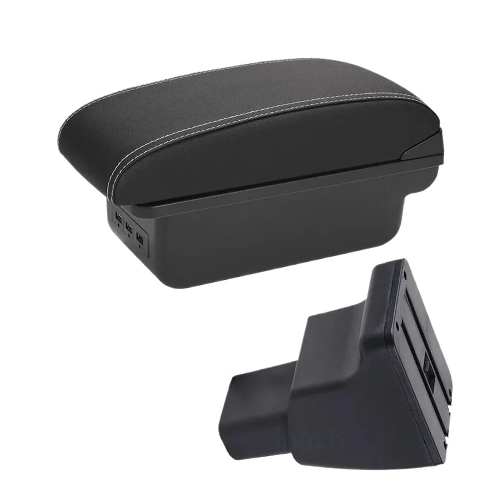 UMDJJU For Hyundai I10 Car Armrest Box Interior Parts Details Retrofit Storage Modification Accessory Leather ABS Car Centre Console Armrest Box(B3 Black white 3USB)