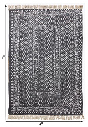 Tapis géométrique fait main coton imprimé pour sol de salon - 4