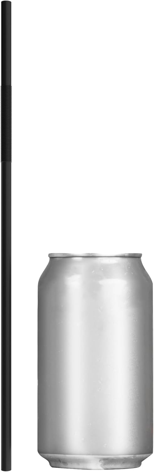 Tall Extra Flexible Bendy Plastic Drinking Straws - Extends to Nearly 13 Inches (250, Black)