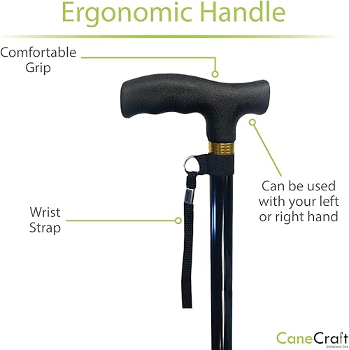 Miniatura 3 de Bastón plegable de diseñador para hombres y mujeres, bastón ligero ajustable con mango Fritz y correa para la muñeca