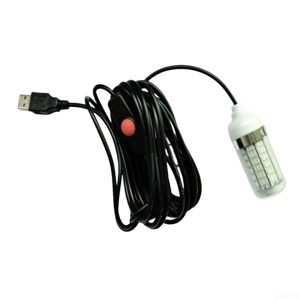 Lampada da pesca subacquea a LED da 5 V, ricaricabile tramite USB, con 4 colori, per pesca notturna, barca, piscina, serbatoio (blu)