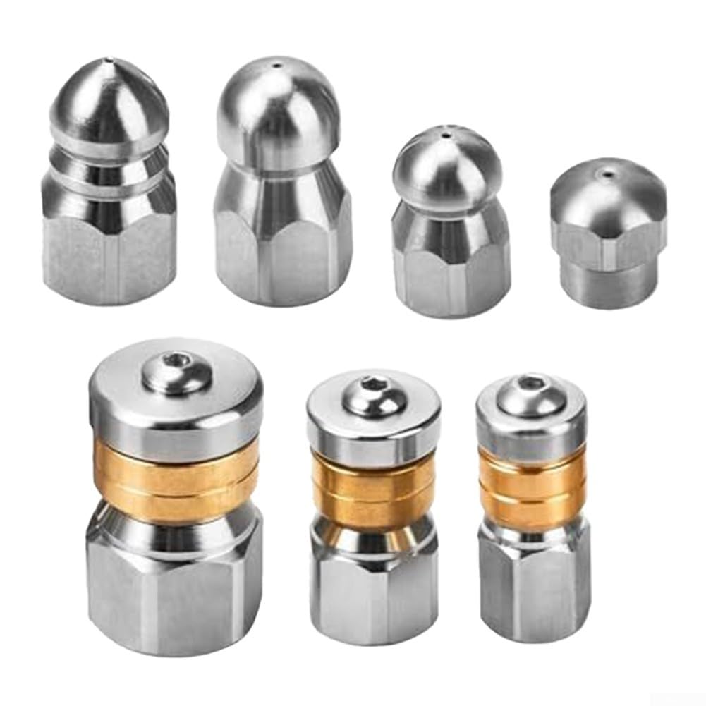 Stainless Steel Sewer Jetter Nozzles 7 Piece Pressure Washer Kit For Different Cleaning Tasks