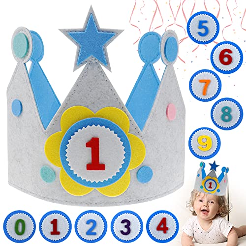 Kembilove Geburtstagskrone 1-5 Jahre - Personalisierte Krone Mit Austauschbaren Zahlen
