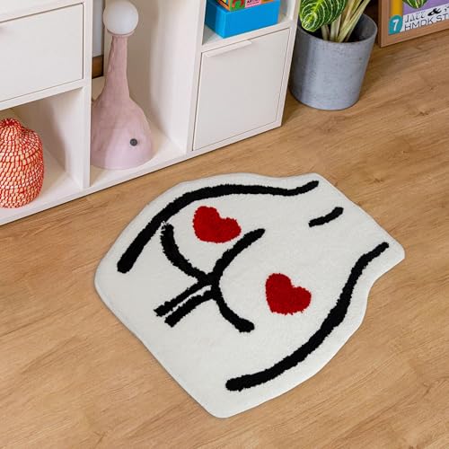 Tapete blanco suave con diseño de corazón 23.6x21.7 in miniatura 2