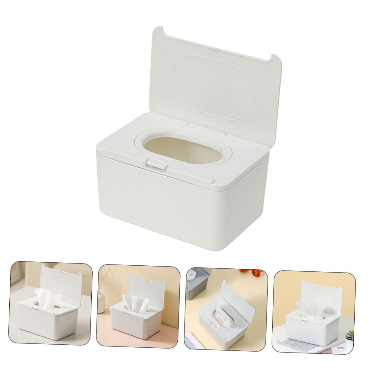 ibasenice 2 Stück Feuchttücher Box Weiß Langlebiger Wipe Spender mit Schützendem Deckel Kompakter Wipes Halter für Trockene und Nasse Tücher Praktisch für Zuhause und Unterwegs