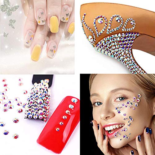 Rhinestones for Nail Art, Glass Crystal AB Round and Multi Shapes Nail Gems, Micro Nail Pixie Beads & Butterfly Glitter Sequins for 3D Nail Craft - Thumbnail 5