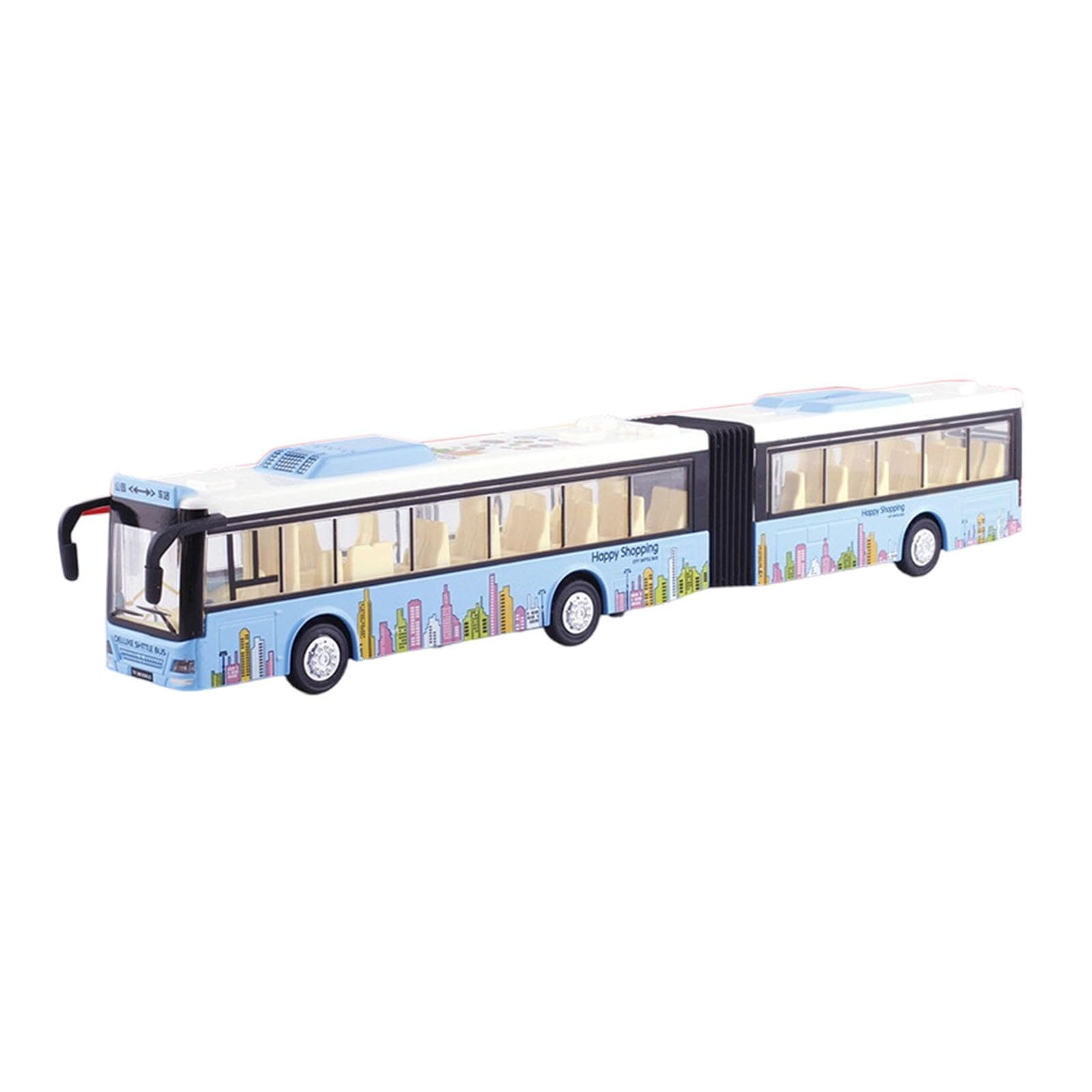 Modellino di Autobus Giocattolo con Porte Funzionanti, Motore a Retrocarica, Luci E Suoni. Realizzato in Robusta Lega. per Bambini dai 3 Anni in su. D, Blu