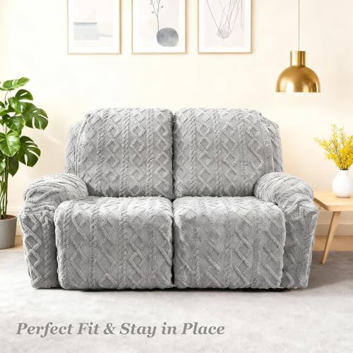 Image of JOKIVTOU Loveseat Recliner Covers 6 Pieces Reclining Sofa Slipcovers with Pocket& Elastic Bottom, 2 Seaters Lazy Boy Non Slip Love Seat Sofa Couch Slipcover, Thick Soft Feel, Washable