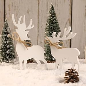 Christmas decorations 2pcs wooden reindeer sign christmas decorations for home shelf mantel table windowsill party decor  urban country home decor