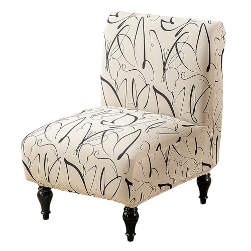 Image of Eco-Ancheng Armless Chair Slipcover Removable Armless Accent Chairs Covers Washable Armless Slipper Chair Slipcover Printed Armless Chair Furniture Protector Covers for Living Dining Room Hotel