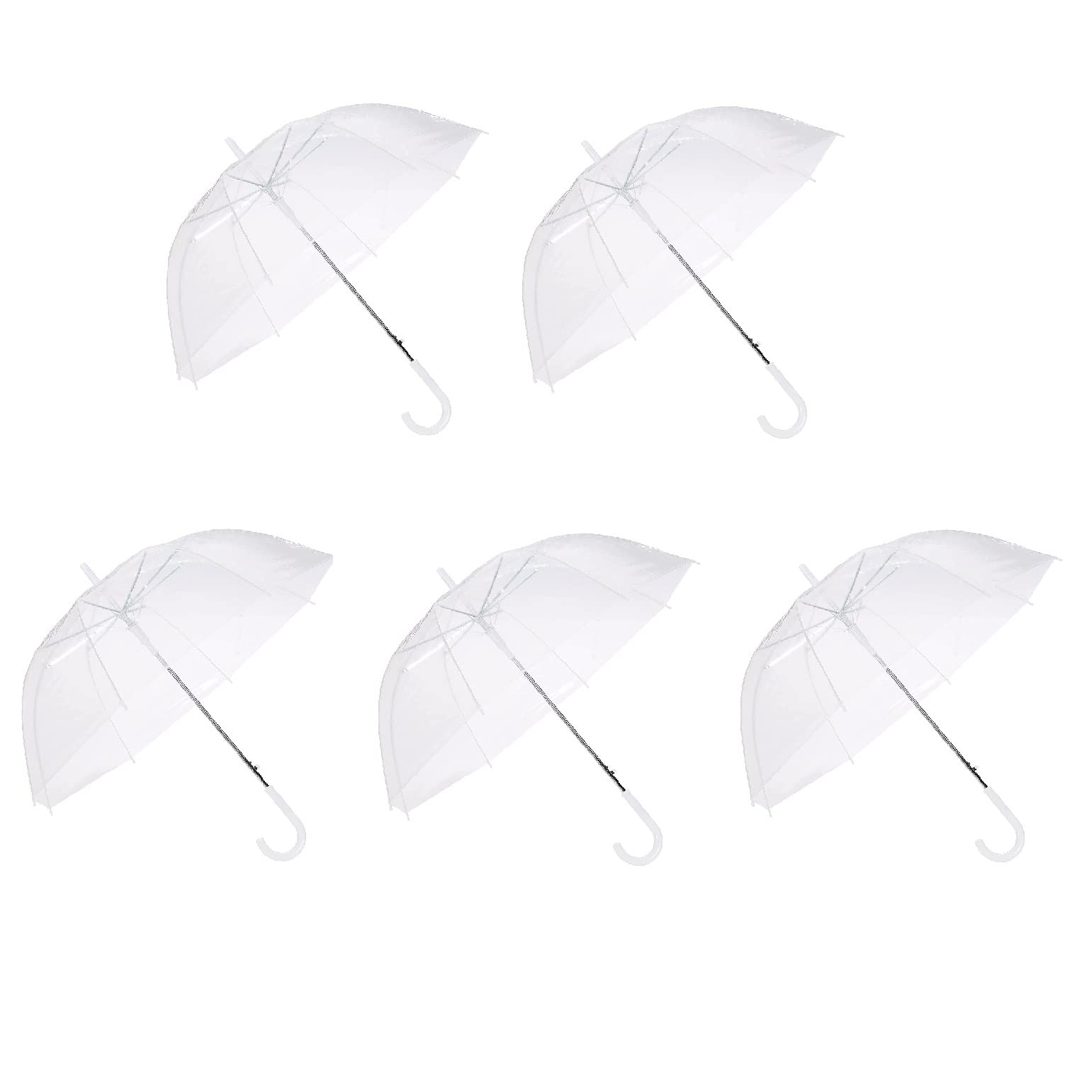 Home Supplies Direct Unisex White Clear Dome Canopy Bubble Umbrella Stick See Through Transparent Wedding Brolly (2 X Umbrellas)