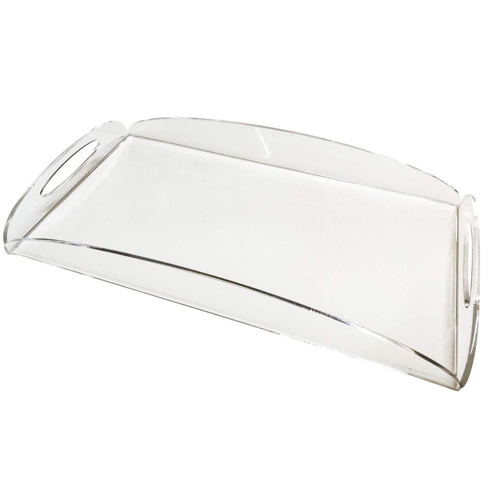 Vassoio rettangolare in plexiglass, ultra Trasparente di design, Misure: 40 x 30 x h7 cm