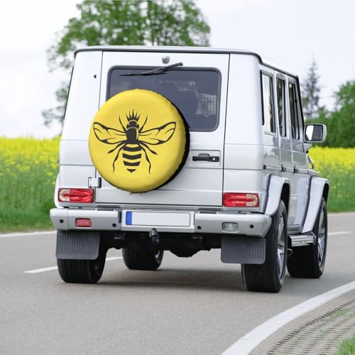 Image of Delerain Spare Tire Cover Honey Bee Wheel Covers Waterproof Dust-Proof UV Sun Universal Fit for Jeep Trailer RV SUV Truck and Many Vehicle (17 Inch for Diameter 31 inch-33 inch)