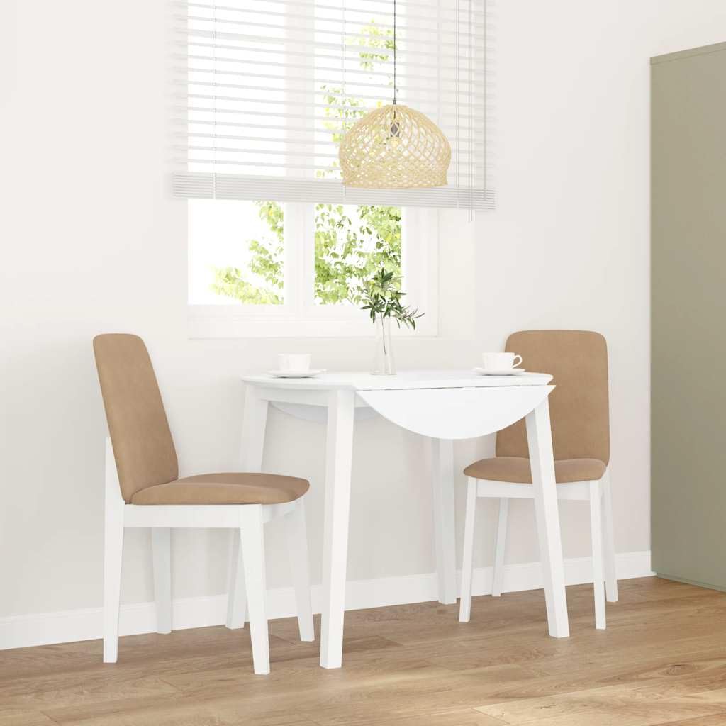 VidaXL 2X Sillas De Comedor Madera Maciza Caucho Mobiliario Decoración Muebles Interior Casa Hogar Diseño Estético Ergonómico Duraderas Blanco