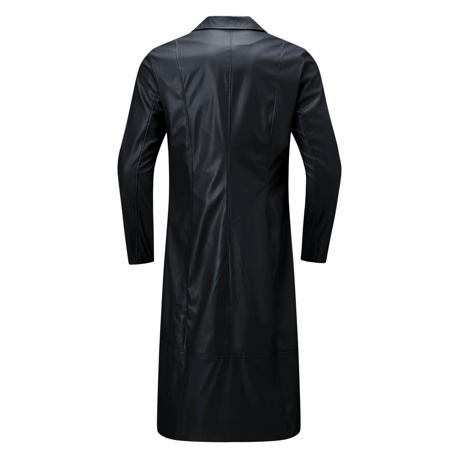 Trench lungo da uomo, impermeabile, cappotto invernale lungo | Giacca in pelle, tinta unita, a maniche lunghe, con bottoni, cappotto invernale aperto, impermeabile, antivento
