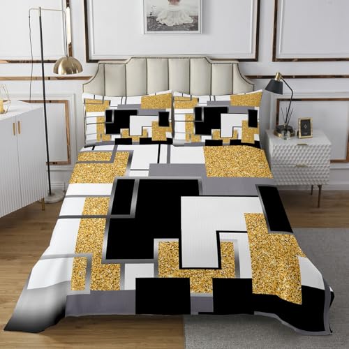 Jetés de lit à carreaux de buffle jaune noir gris 3pcs - 3