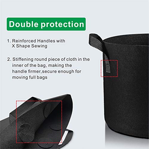 Topogrow 24-Pack 20 Gallon Grow Bags Black Fabric Round Aeration Pots Container For Nursery Garden And Planting Grow (20 Gallon, Black(24-Pack)) #TOP3