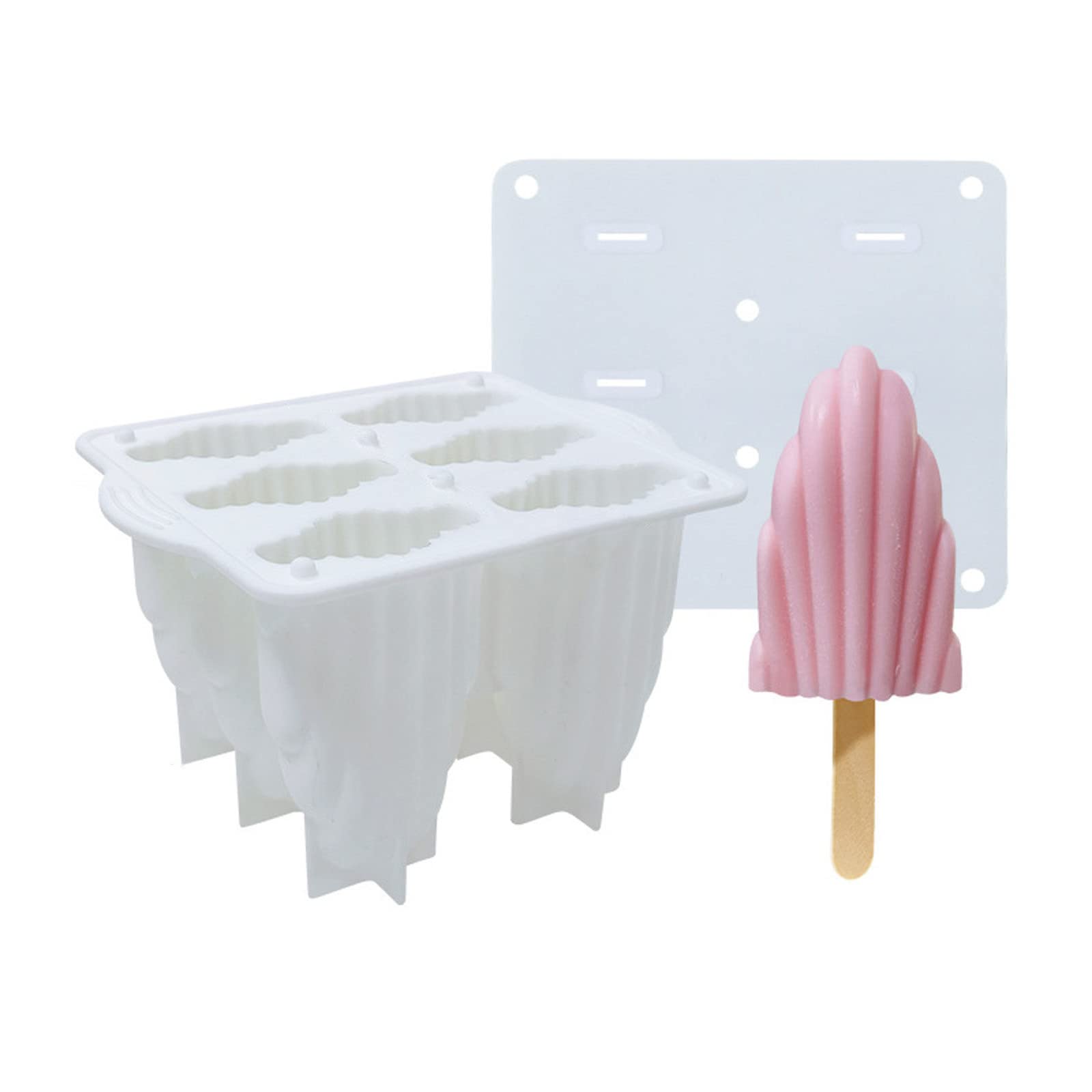 Moldes para polos， Molde de silicona for hacer helados con 6 cavidades, 3 colores a elegir(White)