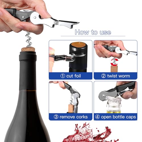 Coosion Waiter's Corkscrew, Wine Opener with Foil Cutter, Waiter's Friend, Professional Wine Key for Servers, Bottle Opener, Beer Opener, Wine Accessory (5 Pack) - Cosy Home Interiors Coosion Waiter's Corkscrew, Wine Opener with Foil Cutter, Waiter's Friend, Professional Wine Key for Servers, Bottle Opener, Beer Opener, Wine Accessory (5 Pack) - Image 4