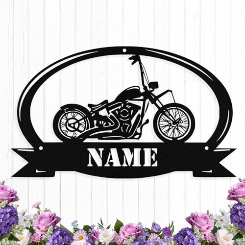 Custom Motorcycle Metal Sign, Personalized Biker Name Sign Wall Art Decor