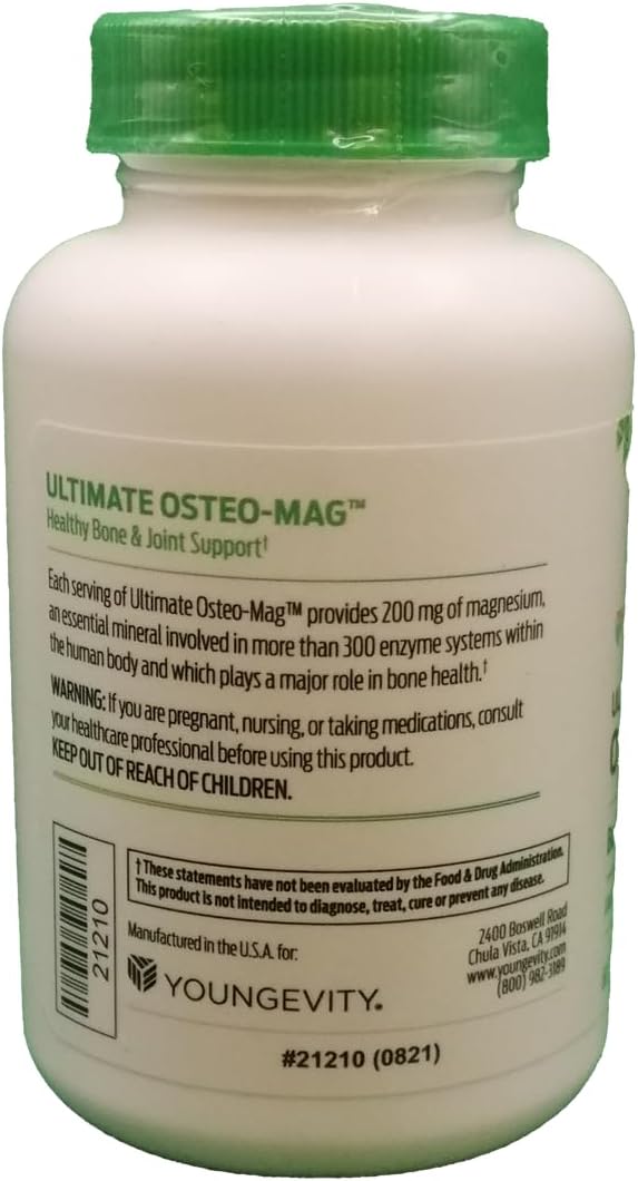 Youngevity Ultimate Osteo-Mag™ - Magnesium 200 + Vitamins B6, B12, Folate - Essential Co-Factors for Bone Health, Stress Support, Healthy Teeth - 60 Capsules (Pack of 1)