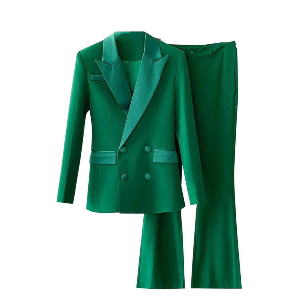 Womens Long Sleeve Elegant Blazer Jacket and Pants Suit Office Party Casual Set Two Piece