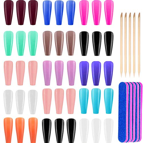 Acmerota 300 Stück Künstliche Nägel Ballerina Coffin Falsche Nägel Extra langes Drücken auf den Nägeln 15 Farben Full…
