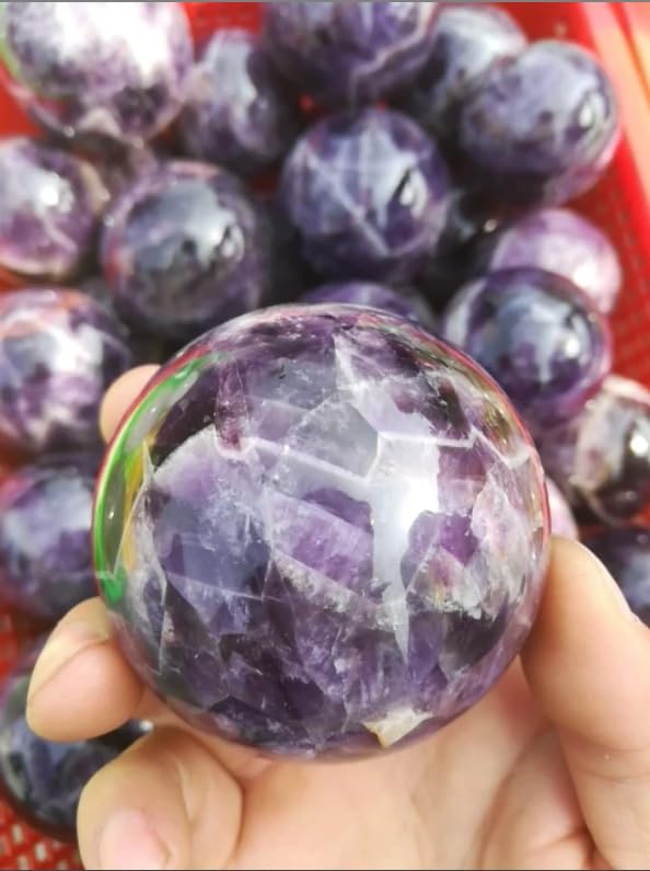 NATÜRLICHE Traum-Amethyst-Kristallkugel, Kugel, Edelstein, Heimdekoration,6,5 cm