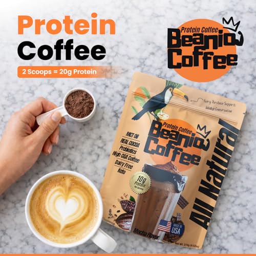 Image of Protein Coffee Mocha with Collagen: Zero Added Sugar, 100% Natural Dairy-Free 10G Protein Instant Blend with Real Cocoa, High CGA Coffee, 100mg Caffeine, Collagen Peptides, 15 Servings
