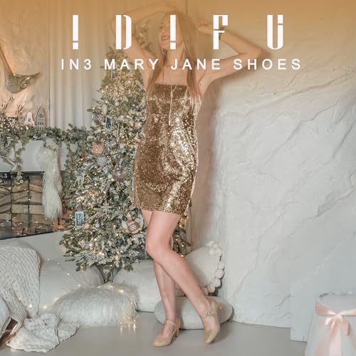 IDIFU IN3 Mary Jane Shoes Women's Closed Round Toe Low Short Small Heels Dressy Heeled Dress Shoes for Women Bride Ladies Wedding Work Comfortable Trendy Pumps with Round Buckle2