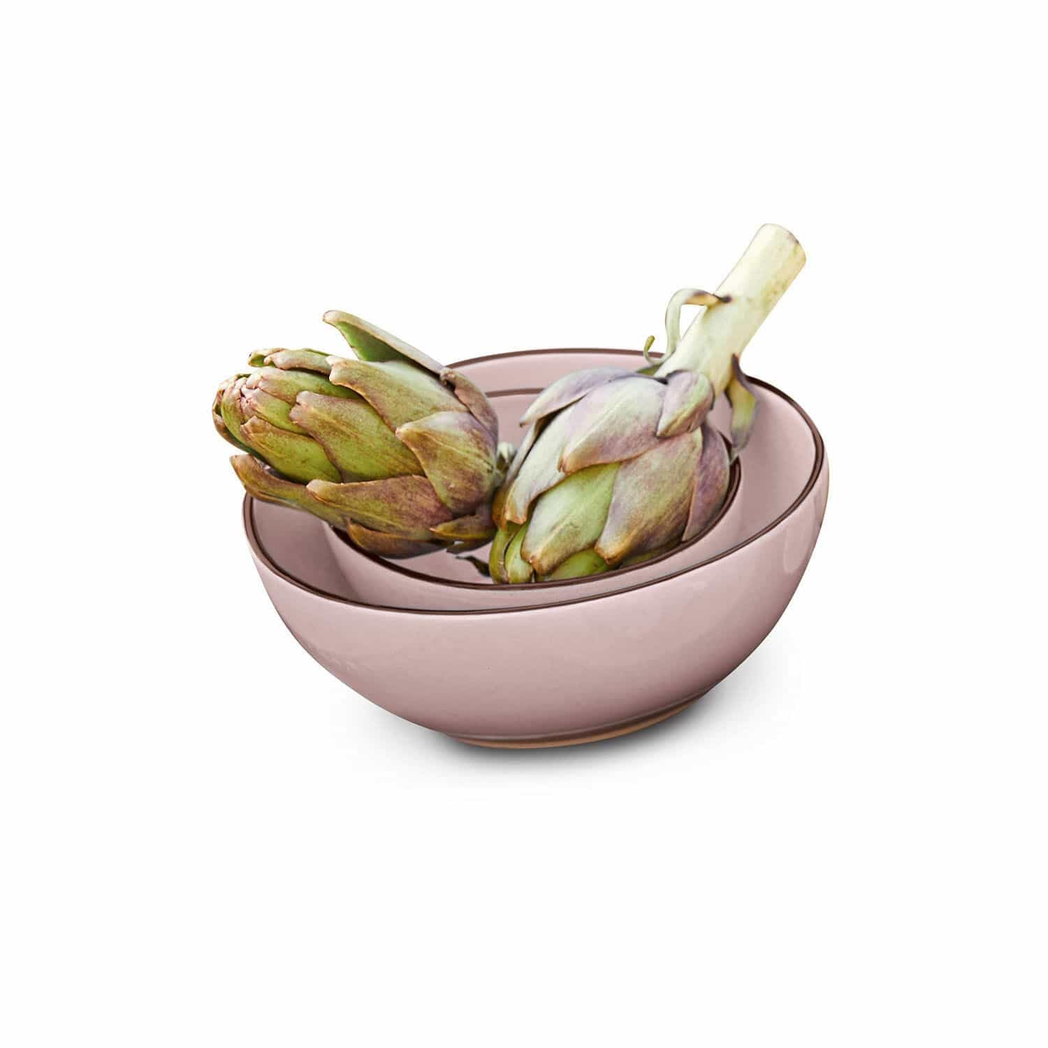 LOBERON Schüssel 2er Set Biarré, zwei Größen, stapelbar, mediterraner Charakter, schlichtes Design, Geschirr, Tischaccessoires, Küchenzubehör, Steinzeug, rosa