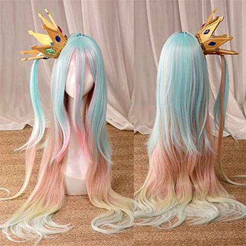 No Game No Life Shiro Wig Long Mixed Color Straight Wigs Sora Cosplay Wig Short Purple Red Wig Crown