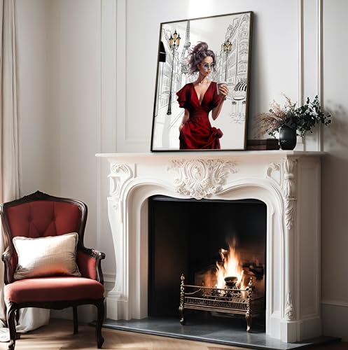 Image of Poster Master Lady in Red Print - Fashion Poster - Paris Designer Art - Modern Wall Design - Chic Gift for Women & Fashionista - Glam Decor for Bedroom or Girl's Room - 18x24 Unframed Wall Art