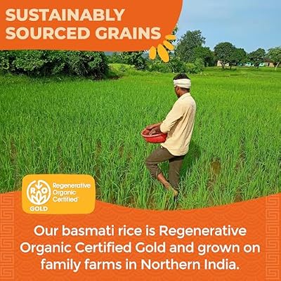 Lotus Foods Regenerative Organic White Basmati Rice - Gluten Free Long Grain White Rice, Vegan, Non GMO, Use for Curries, Stir Fries, Rice Pudding, Salad, and More - 30 Oz Bag (Pack of 6)