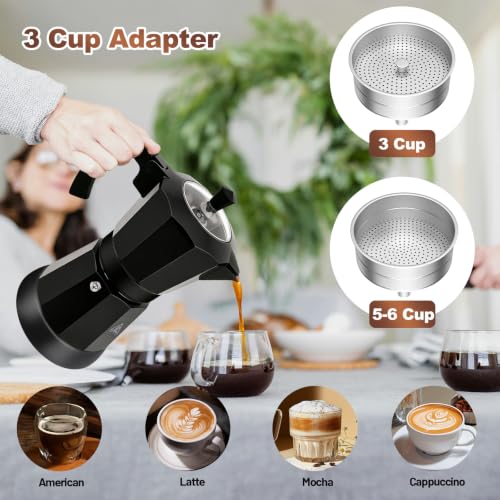 Image of Moka Pot Aluminum Electric Coffee Maker 6 Cup 300Ml Espresso Maker With Removable Base Ideal For Domestic Coffee Makers Mochapot Italian And Cuban Coffee Maker Espresso Coffee Maker Coffe