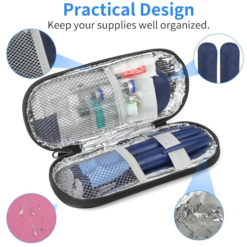 Image of Insulin Pen Cooler Travel Case with 2 Reusable TSA Approved Ice Packs, Diabetic Medication Insulated Cooler Bag for Insulin Pens and Other Diabetic Supplies Storage Pink