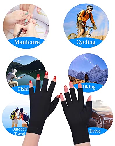 Cyhdddr Uv Gloves For Nails, Uv Protection Gloves Fingerless Uv Light Gloves For Gel Nail Lamp Ice Silk Manicure Gloves #TOP6