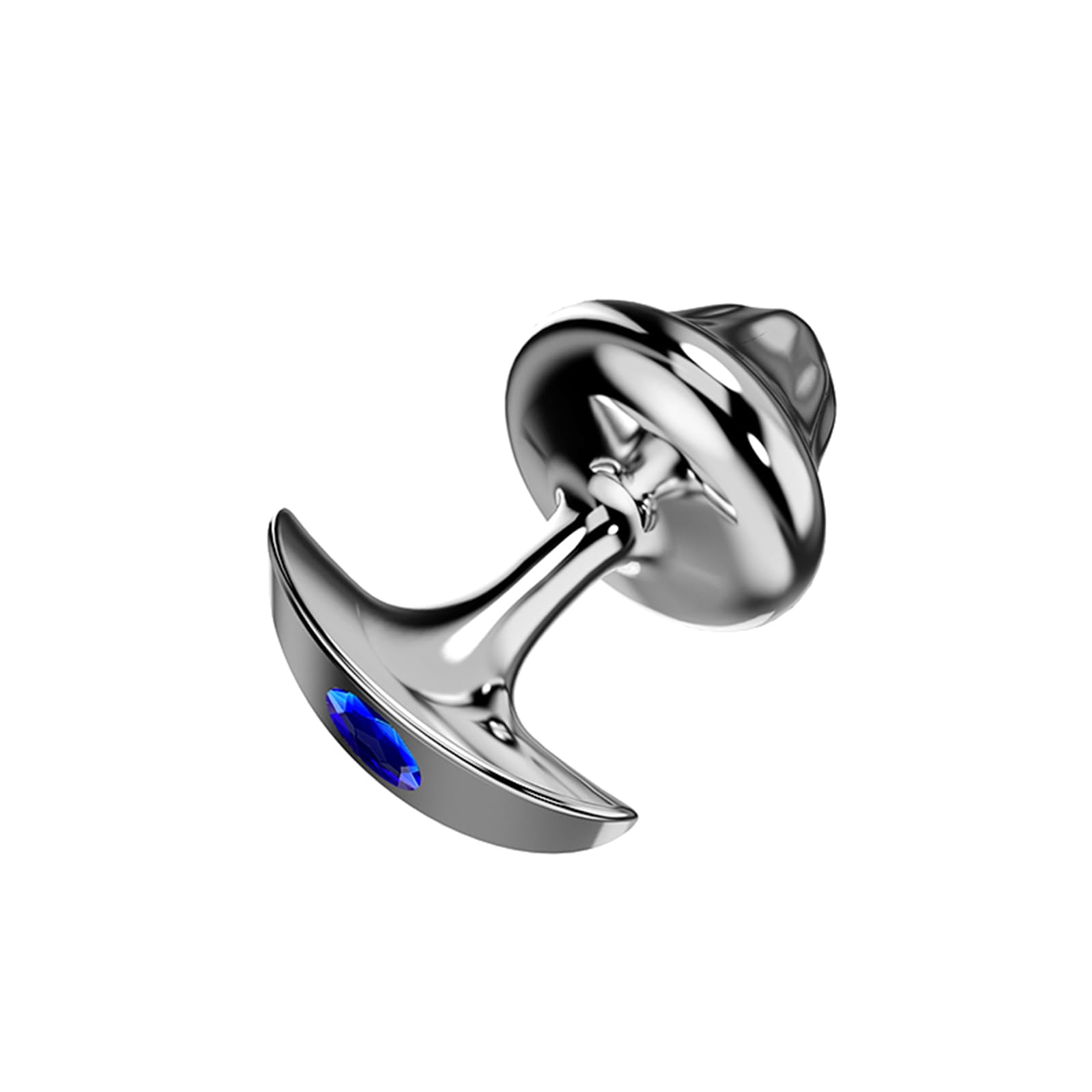 Stainless Steel Anal Bead with Blue Crystal T Base, Wearable Butt Plug Massager Adult Sex Toy for Man Women - S