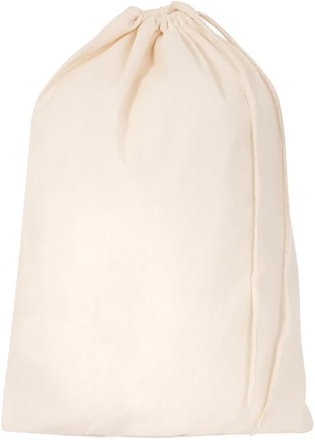 Bronta Mill Plain natural 100% cotton eco friendly drawstring / stuff bags - Size L