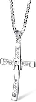 Silver Dominic Toretto's Cross Necklace Pendant Cross Necklace Men’s Jewelry With Box