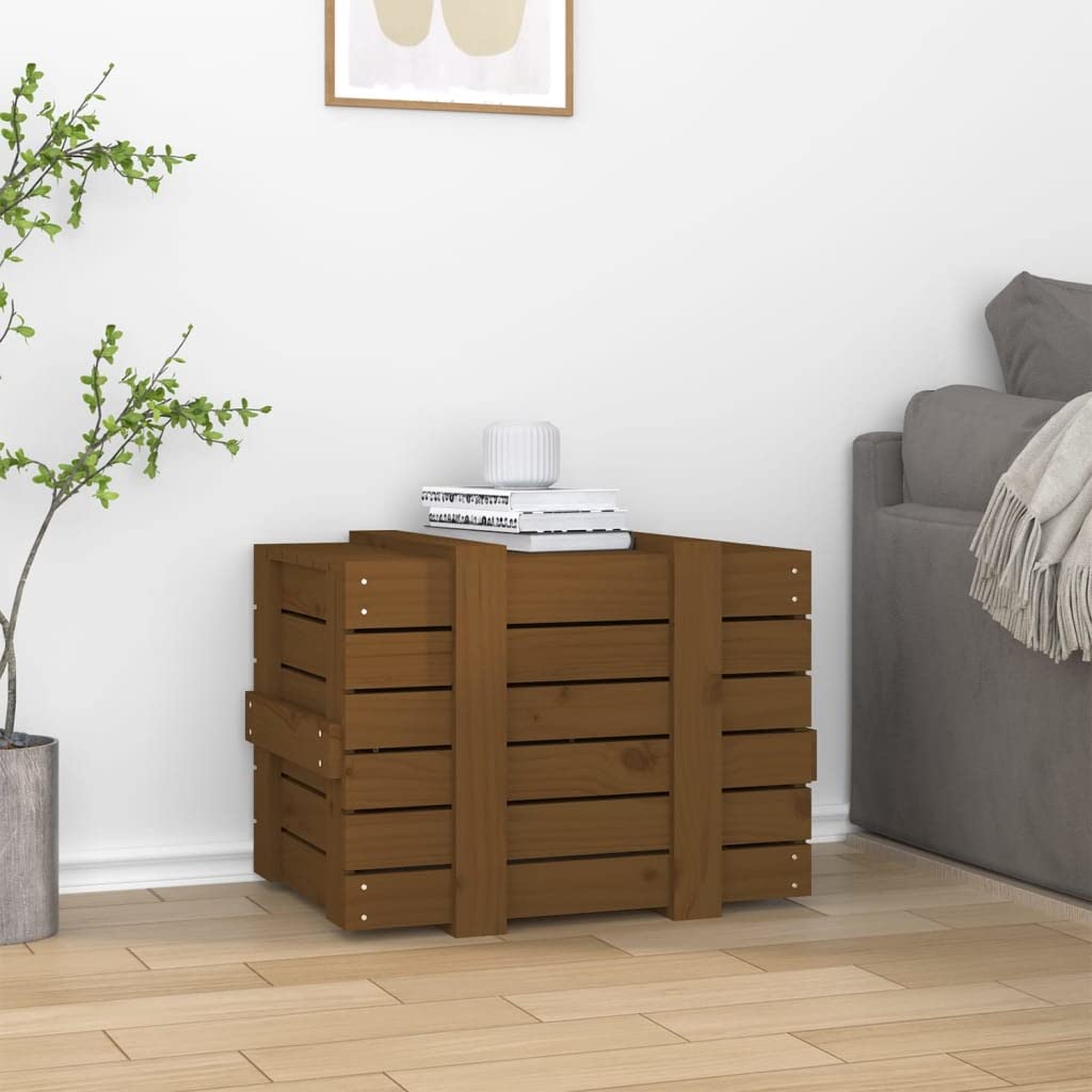 Massive Kieferntruhe Honigbraun 58x40,5x42 cm Aufbewahrungsbox Holz mit Deckel für Teppiche Kissen