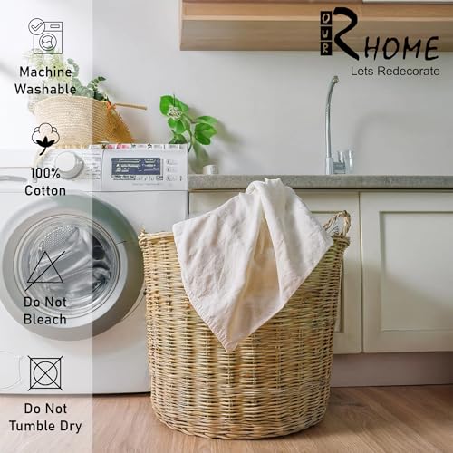 Image of R home Solid Cotton Table Napkins, Soft Cloth Napkins for Dining Table, Reusable & Washable, Ideal for Formal Dining, Cocktail Nights, Weddings, Home Bar & Table Decor (6, Beige)