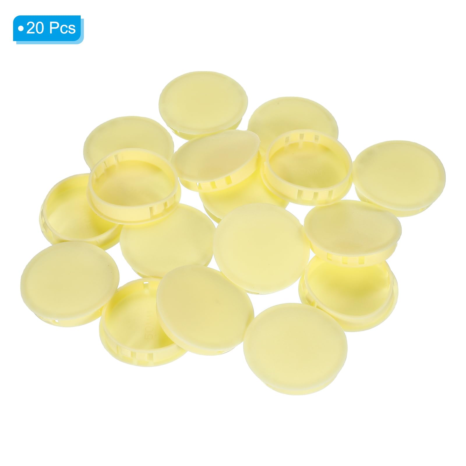 PATIKIL 2"/50mm Plastic Hole Plugs, 20Pcs Flush Type Round Hole Plugs Cover Snap in Locking Hole Tube for Table Kitchen Cabinet Furniture, Pale Yellow - Image 3